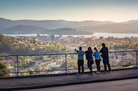 Students looking out over the city of Hobart